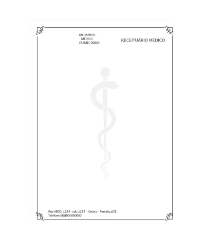 Modelo de receituário médico branco para renovação de receita online