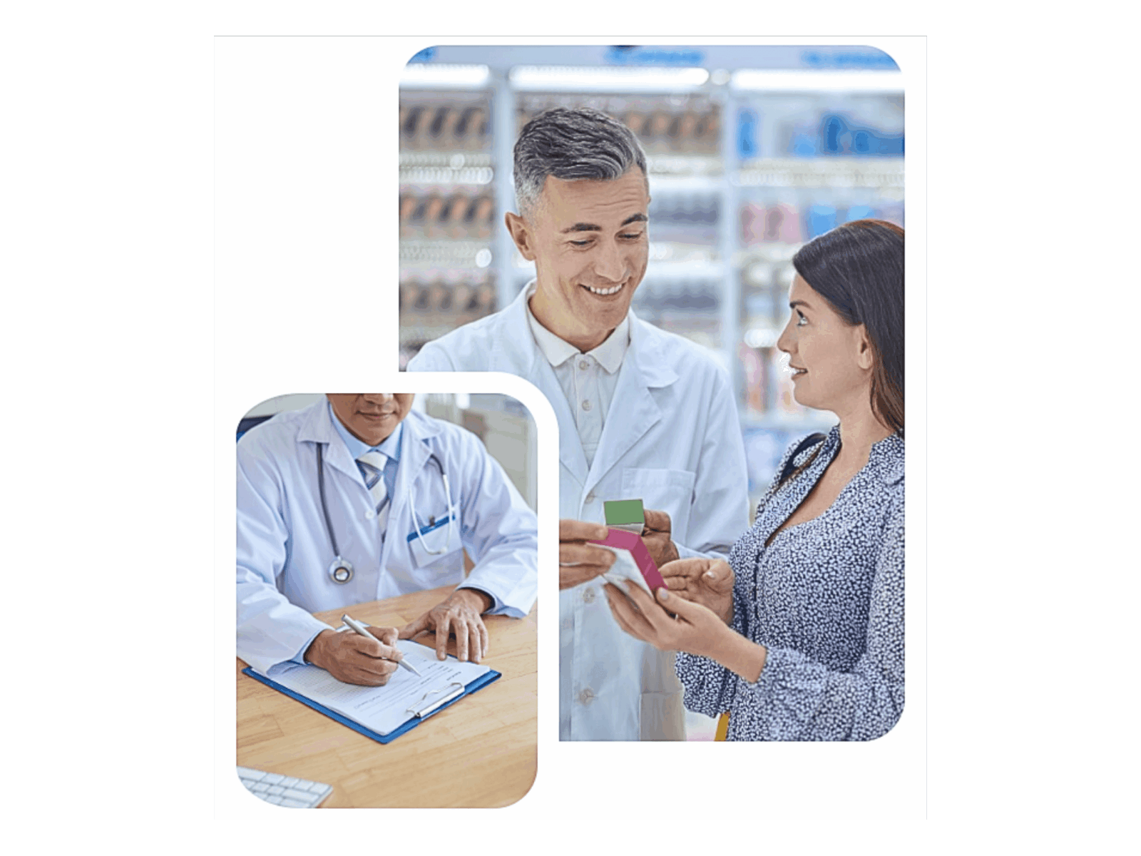 Médico orientando paciente sobre uso de medicamentos e renovação de receita online